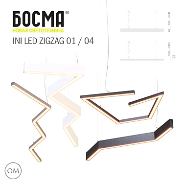  BOSMA LED Zigzag Pendant Lights 3D model image 1 