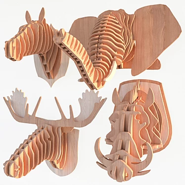 Wildlife Wonders: 3D Animal Trophy Heads 3D model image 1 