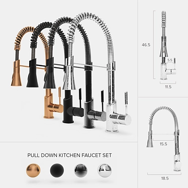 Modern Pull-Down Kitchen Faucet 3D model image 1 