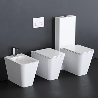 Hide Ceramica: Designer Close-Coupled Toilet 3D model image 1 