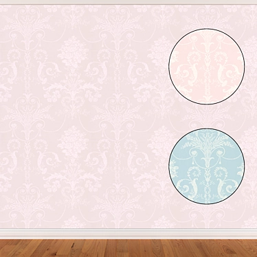 Seamless Wallpaper Set in 3 Colors 3D model image 1 