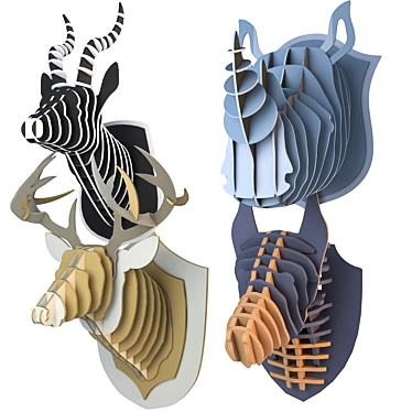 Unique Animal Trophy Wall Decor 3D model image 1 