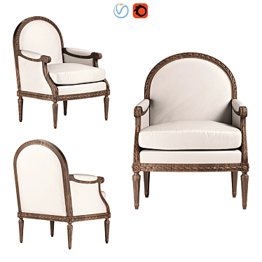 Elegant Taillardat Carpentier Armchair: 3D Model 3D model image 1 