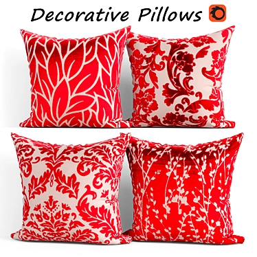 Cayenne Red Decorative Pillow Set 3D model image 1 