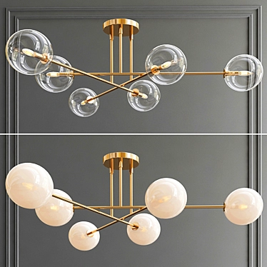 Elegant Brass 6-Light Chandelier 3D model image 1 