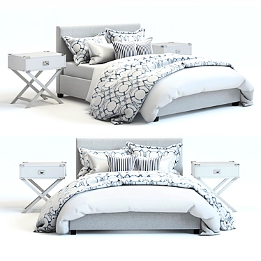 Elegant Pottery Barn Raleigh Bed 3D model image 1 