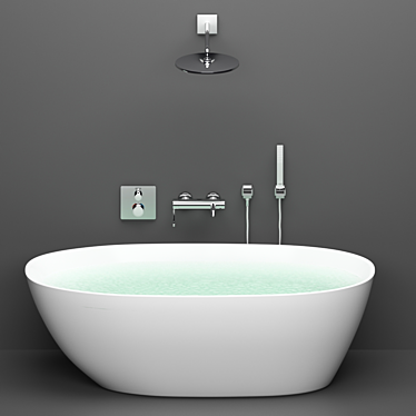 Luxury Acrylic Bathtub & GROHE Set 3D model image 1 