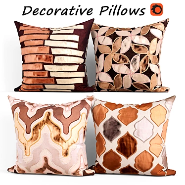 Elegant Decorative Pillow Set 3D model image 1 
