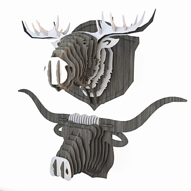 Wildlife Wall Mount: Animal Trophy Collection 3D model image 1 