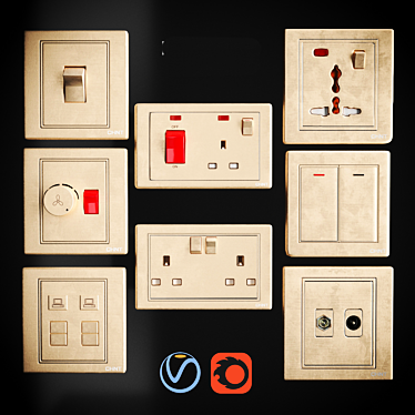 Chint Socket & Switch Combo 3D model image 1 