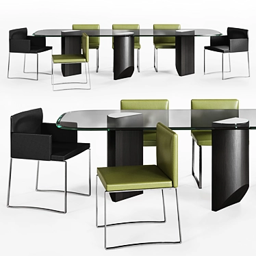 Modern Minotti Wedge Table & Flynt Stool 3D model image 1 