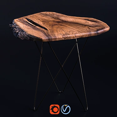 Live Edge Walnut Slab Coffee Table 3D model image 1 