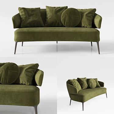 Luxury Aston Sofa with Dual Fabric Options 3D model image 1 