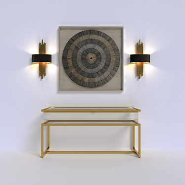 Modern Wall Sconce, Console Table & Shadow Box Set 3D model image 1 