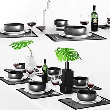 Elegant Corona Dinner Table Setting 3D model image 1 