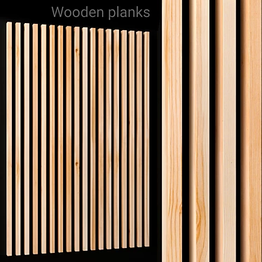 Versatile Wooden Wall Planks for Home and Commercial Spaces 3D model image 1 