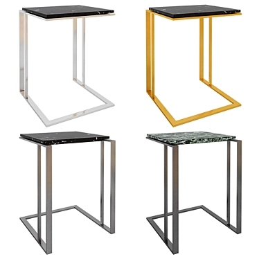 Elegant Side Table with Marble Top 3D model image 1 