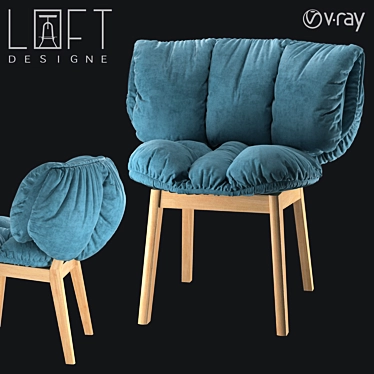 LoftDesign Chair 1671: Stylish Wood and Fabric Seating 3D model image 1 