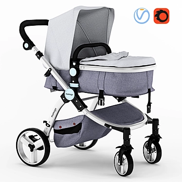 Mamago Platinum Baby Stroller: Ultimate Comfort 3D model image 1 