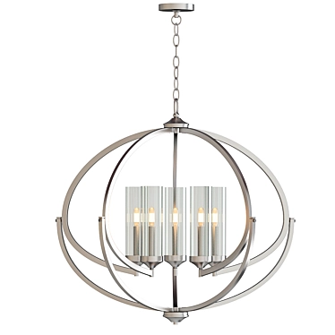 Elegant 5-Light Polished Nickel Chandelier 3D model image 1 