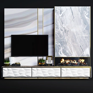 Marble Modern Fireplace 3D model image 1 