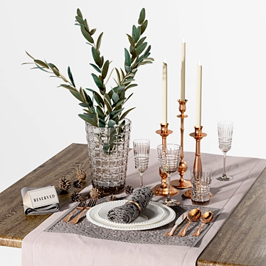 Elegant Table Settings with EMMA Salad Plate & Cristal d'Arques 3D model image 1 
