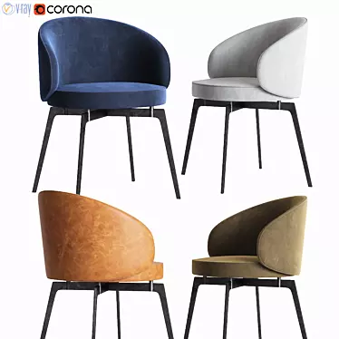 Velvet and Leather Bea Dining Chair - Elegant & Stylish 3D model image 1 