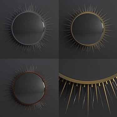 Explosion Mirror - Elegant Brass & Crystal Glass Design 3D model image 1 