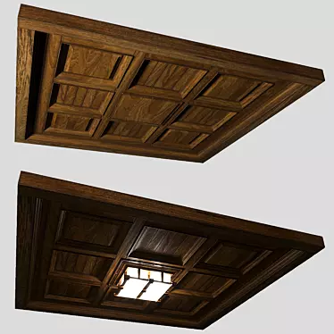 Wooden Ceiling Kit: Realistic Oak Texture & Modern Lighting 3D model image 1 