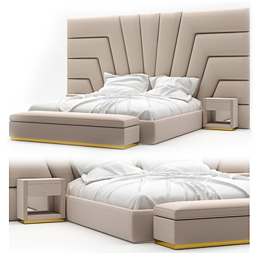 CozyDream Bed with Headboard & Bench 3D model image 1 