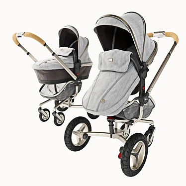 Timeless Elegance: Silver Cross Surf Stroller 3D model image 1 