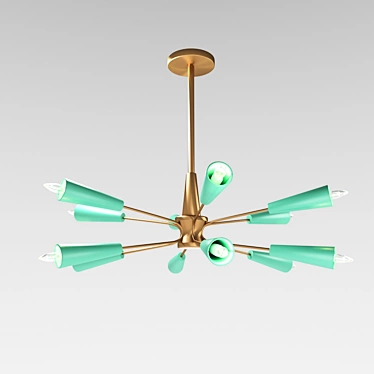 Turquoise Modern Metal Chandelier 3D model image 1 