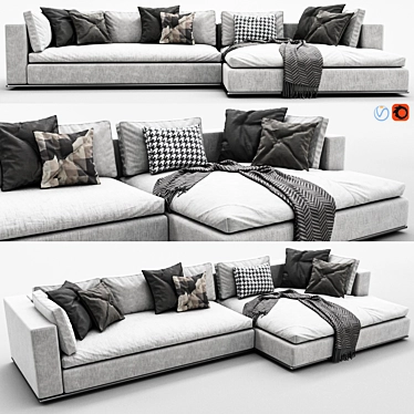 Luxury Minotti Hamilton Sofa & Chaise Lounge 3D model image 1 