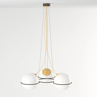 Ferero Pendant Light: Opal Glass & Gold Details 3D model image 1 