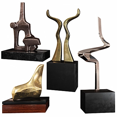 Modernist Bronze Sculptures by Burlini Varga 3D model image 1 