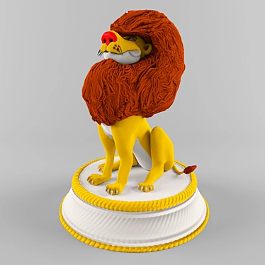 Roaring Circus Lion Figurine 3D model image 1 
