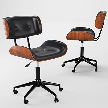 Sleek Mid-century Office Chair 3D model image 1 