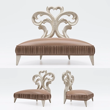 Elegant Heart Motif Occasional Chair 3D model image 1 