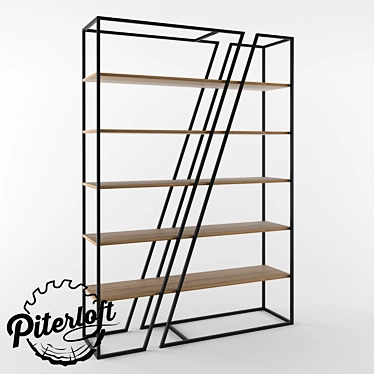 Industrial Loft Wood and Metal Rack 3D model image 1 