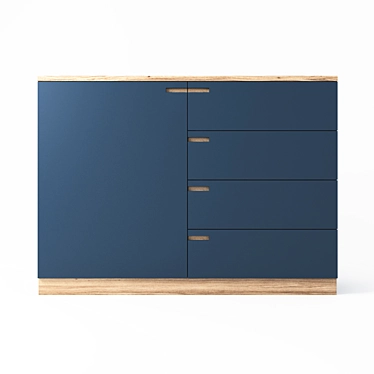 Navy Blue 5-Drawer Dresser 3D model image 1 