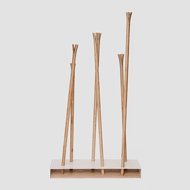 Hilka Small: Minimalist Wood and Metal Hanger 3D model image 1 