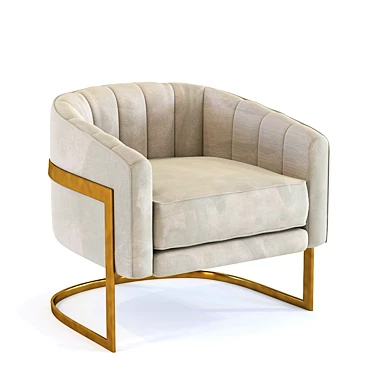 Elegant Titanium Coated Armchair 3D model image 1 