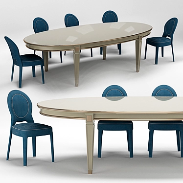 Elegant Ritz Medaillon Chair & Vendome Table Set 3D model image 1 