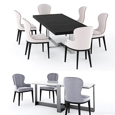 Sleek Modern Table & Chair Set 3D model image 1 