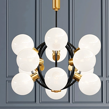 Sleek White Glass Sputnik Chandelier 3D model image 1 