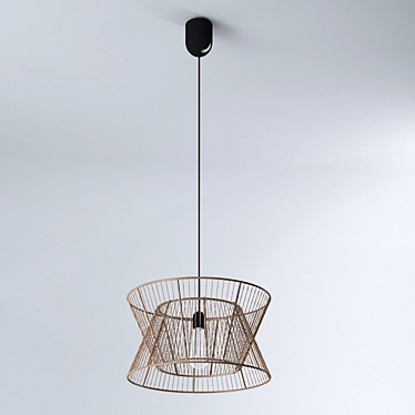 Industrial Black Rope Pendant Light 3D model image 1 