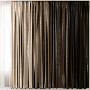 Silk Atlas Curtains & Sheer: 4 Color Options 3D model image 1 