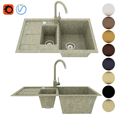 Modern Blanco Metra 6S Compact Kitchen Sink with Mixer 3D model image 1 