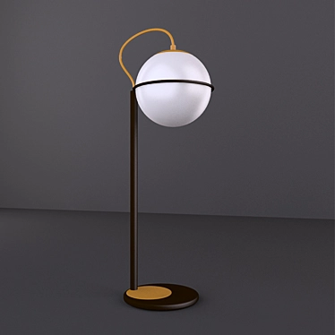 Opal Glass Table Lamp with Black and Gold Details 3D model image 1 