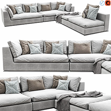 Elegant Hamilton Open End Sofa 3D model image 1 